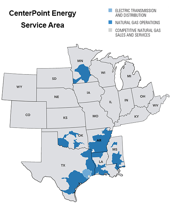 Centerpoint Energy Electric Service Area Map