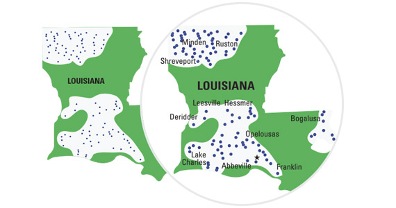Communities served in Louisiana