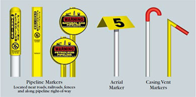 pipeline markers, aerial markers, casing vent markers 