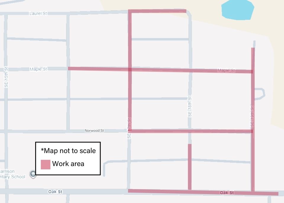 Norwood and Maple St work area