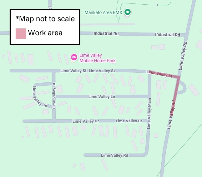 Mankato Lime Valley Rd work area