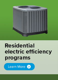 AC unit with green background linked to residential electric efficiency programs