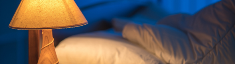 turned on lamp next to bed