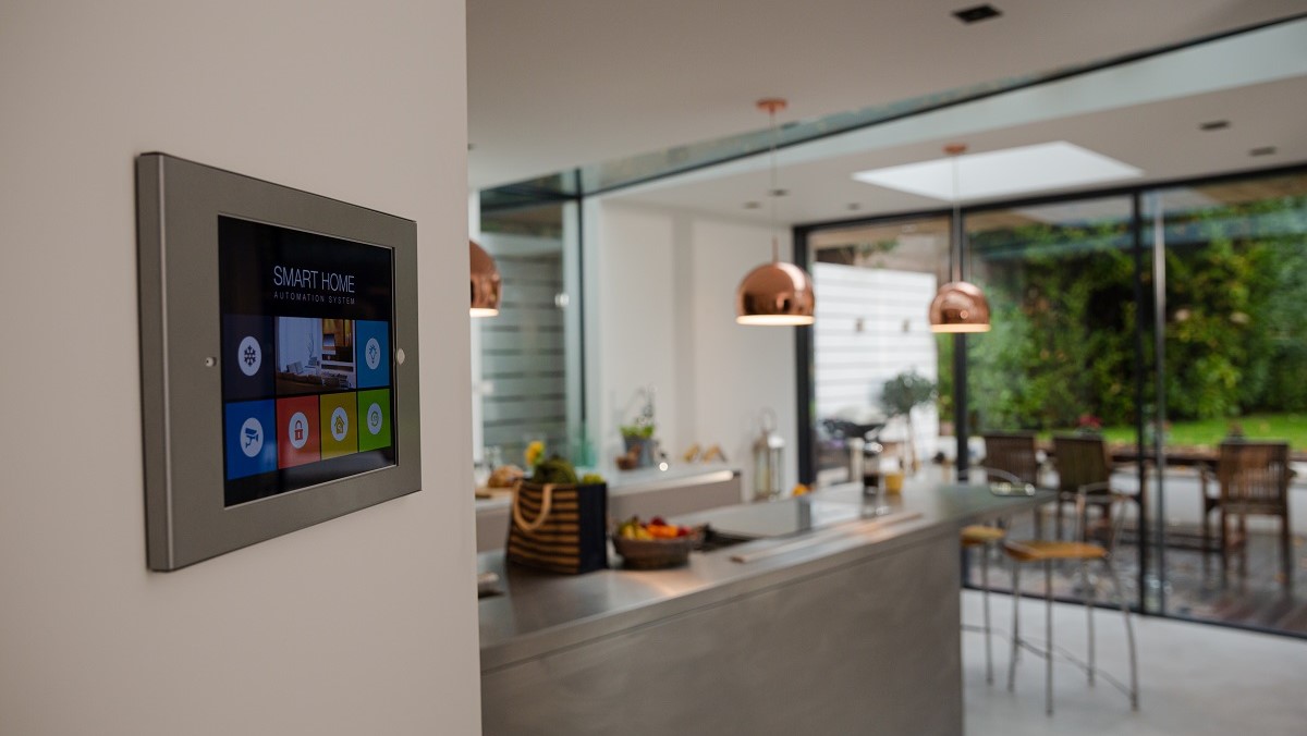 Touch screen smart home display on wall