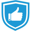 Badge with thumbs up inside