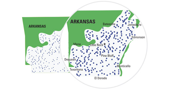 Communities served in Arkansas