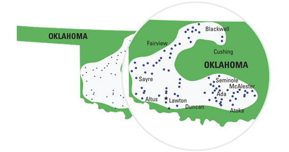 Communities served in Oklahoma