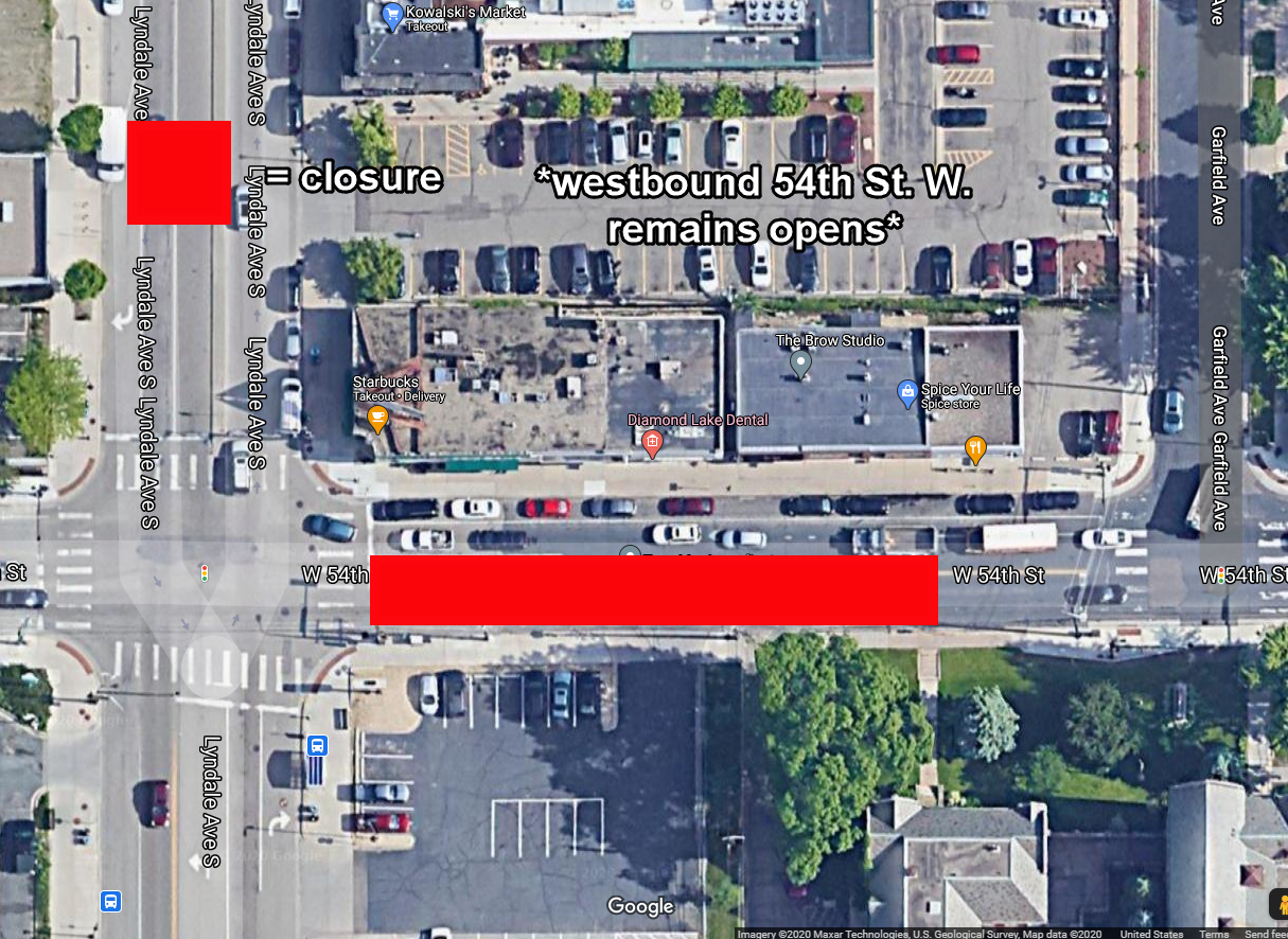 CNP Map of 54th St W Closure with WB Open.png